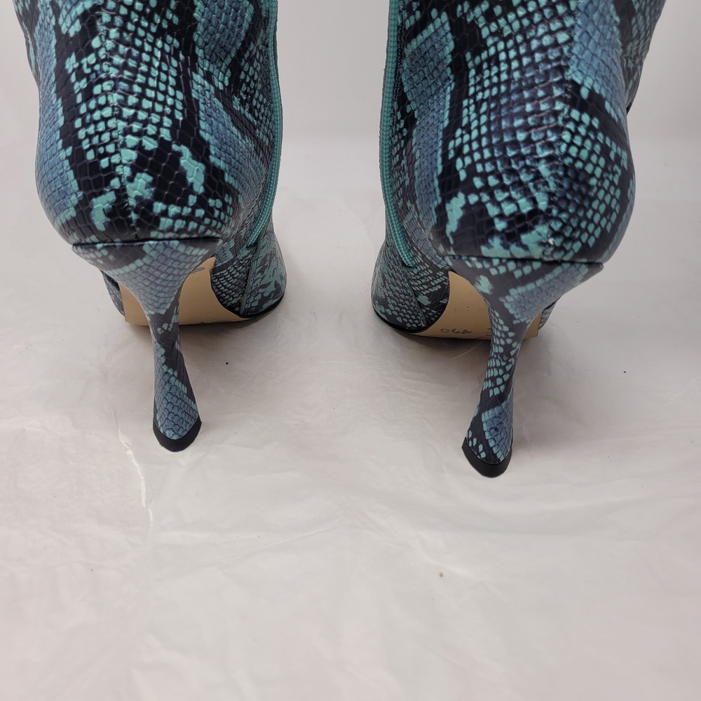 Gianni Bini Punk Lennoxe Teal Waters Snake Print Leather Tall Boots Calf 8M NEW - Picture 13 of 16